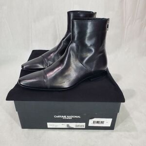 NWT Costume National Homme Mens Leather Boots Shoes Zippered Black Made in Italy